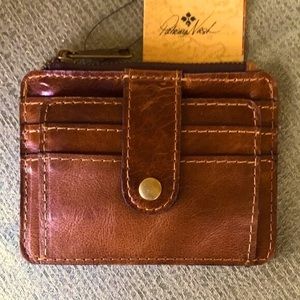Brand New Patricia Nash Leather Cassis ID Case Distressed Cognac Card Holder